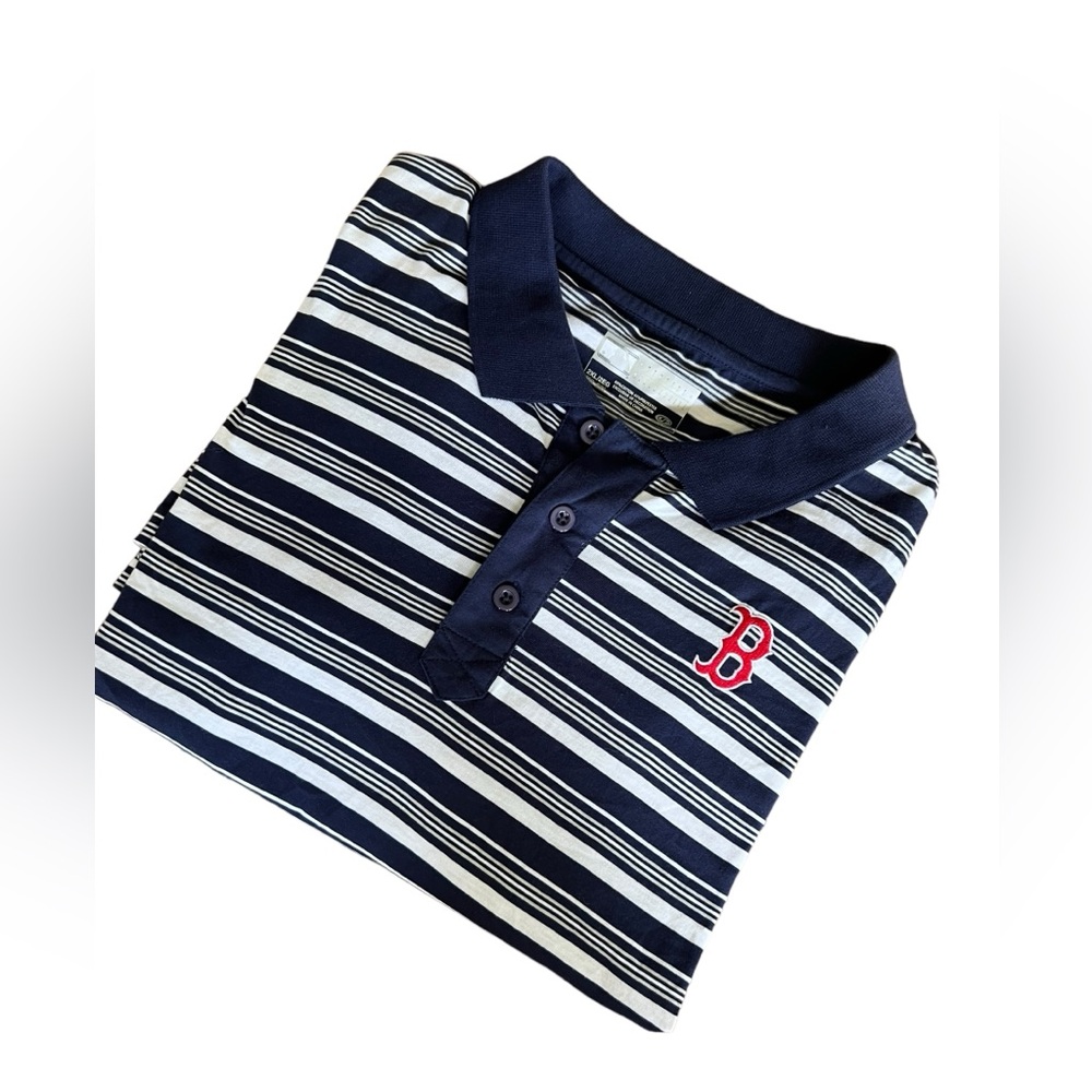 True Fan Redsox strip polo shirt. XXL‎ NWOT